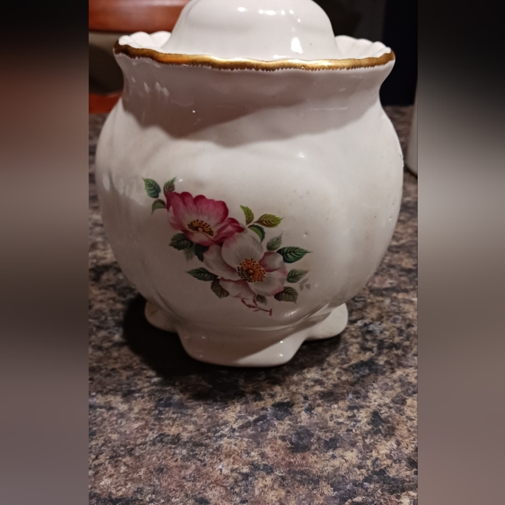 VINTAGE House of Webster Biscuit/cracker Jar and matching vase.